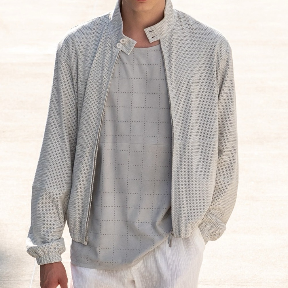 Emporio Armani Runway perforated suede leather jacket